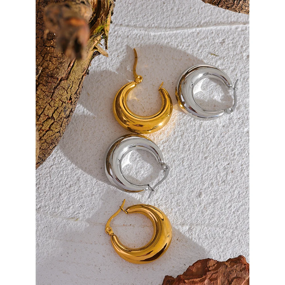 Sovict Textured Geo Hoop Earrings