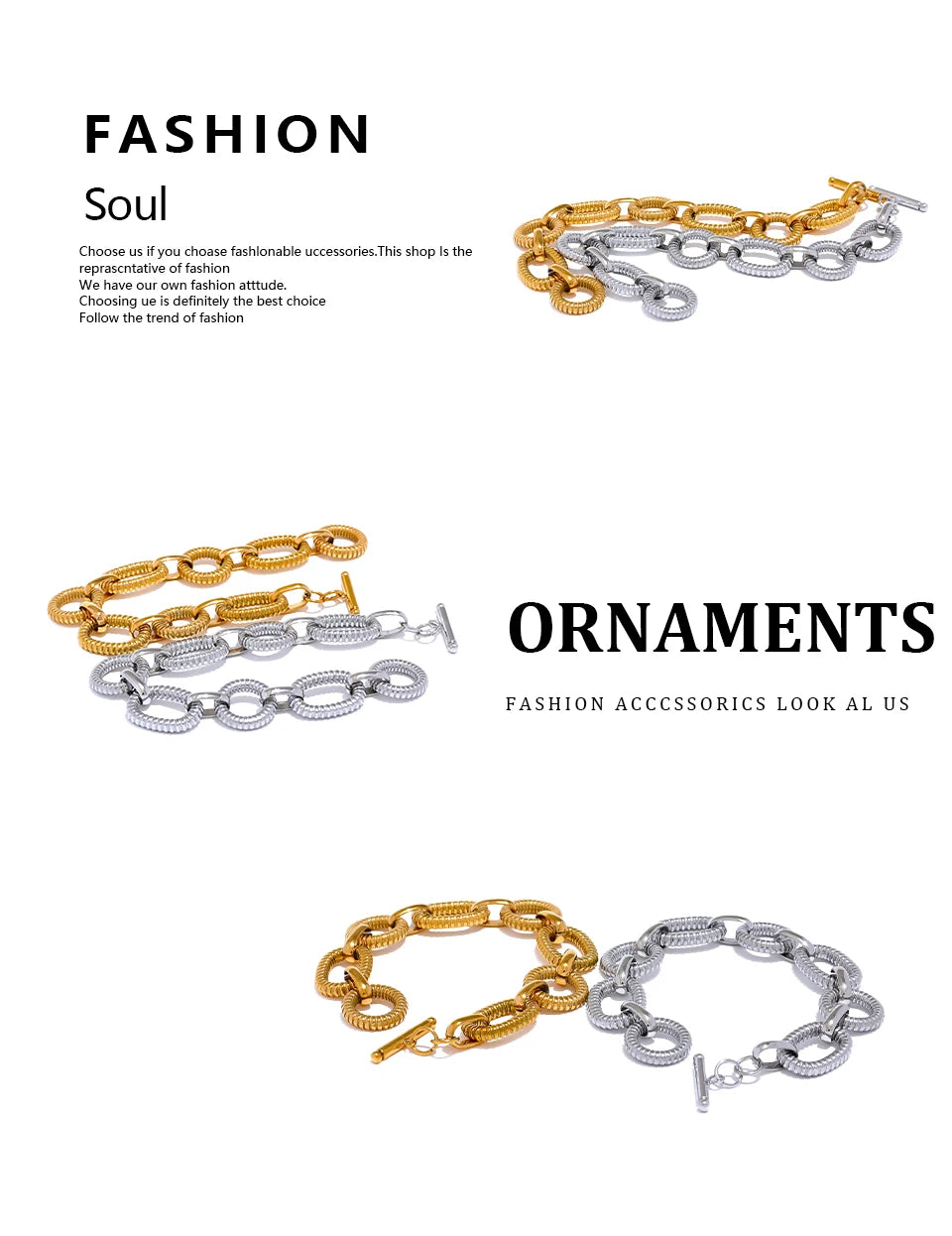 Sovict Oval Link Toggle Bracelet