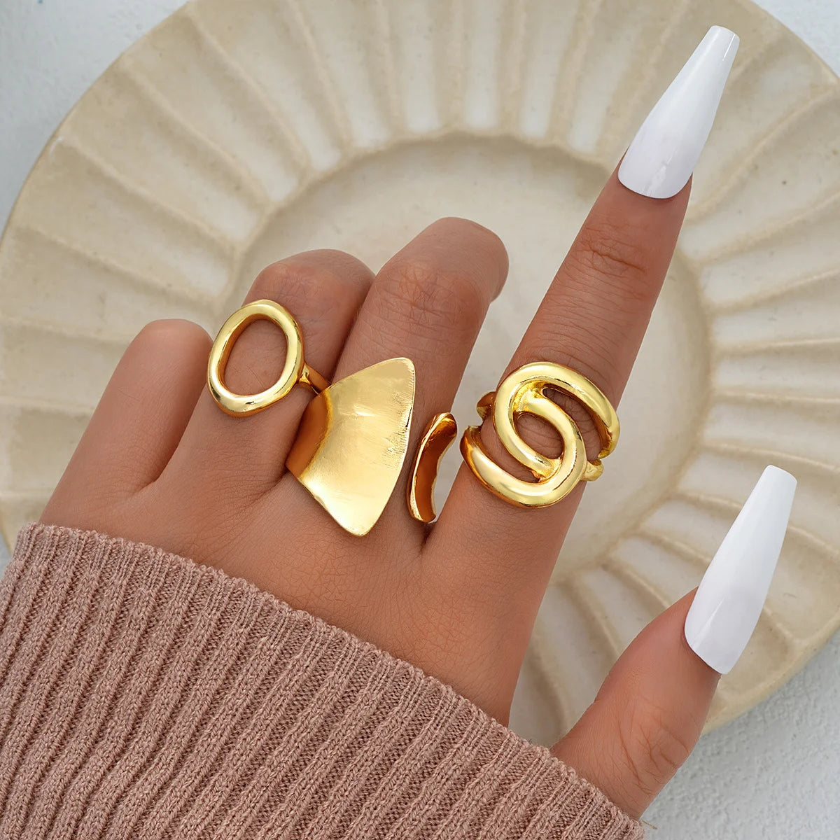 Sovict Geometric Punk Ring Trio