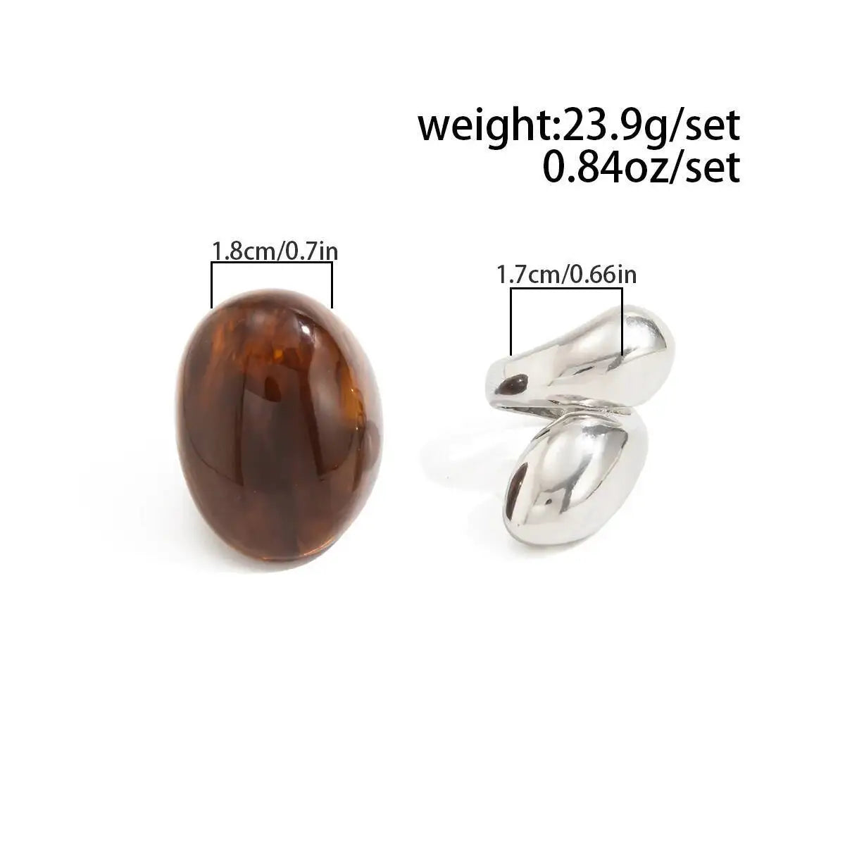 Women's Retro Chunky Resin Ring – Wide Water Drop Design (Punk Aesthetic)