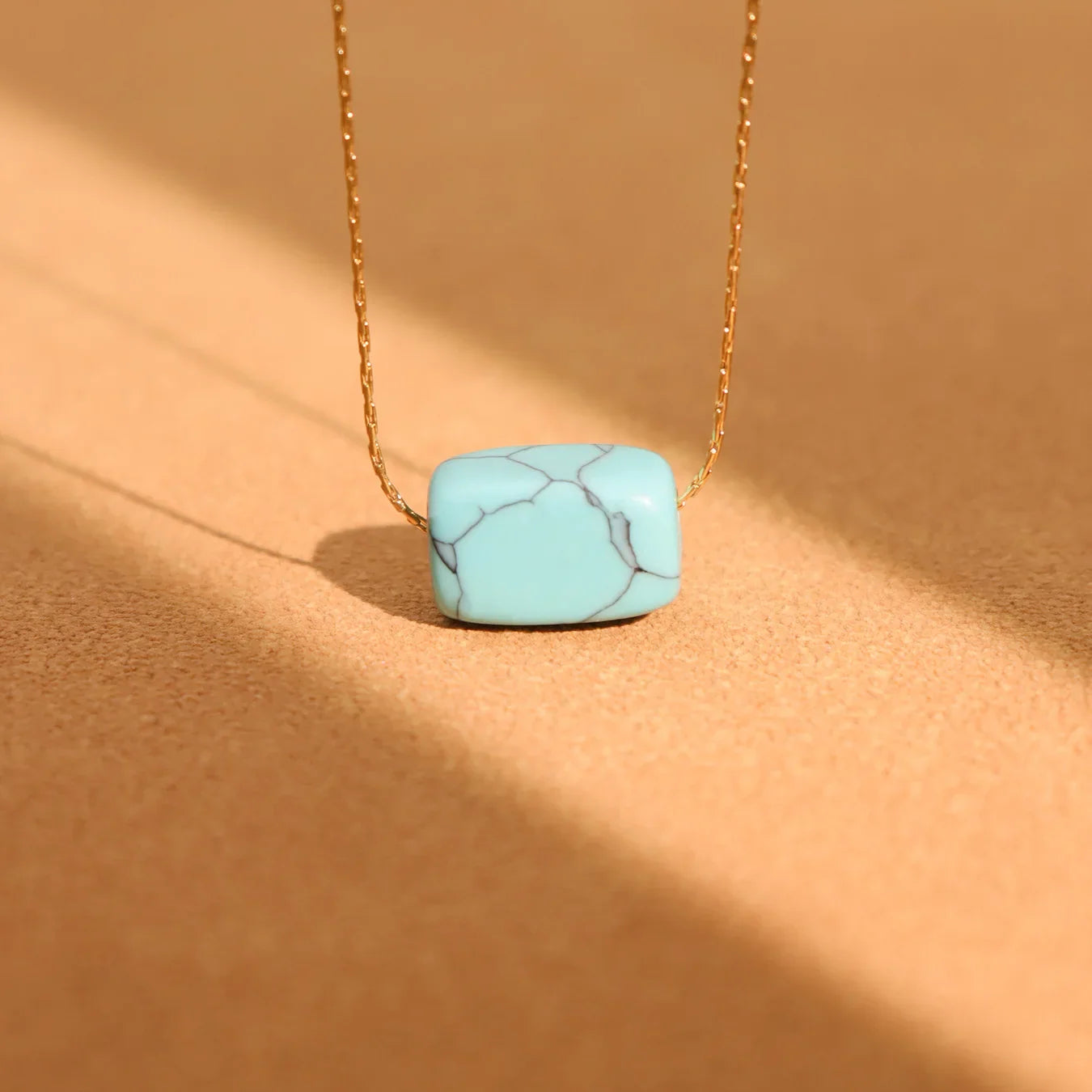 Marka Gold-Plated Turquoise Square Pendant Necklace – Women