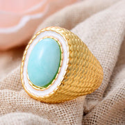 Blue Teardrop Gemstone Promise Ring – Platinum Plated Vintage Wedding Band for Women