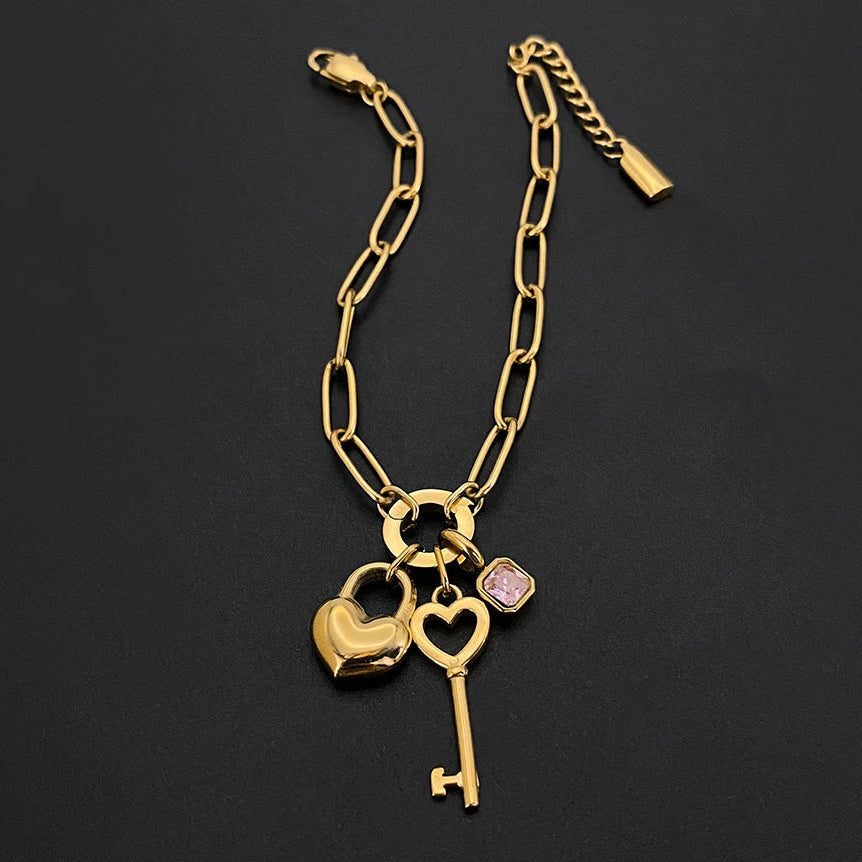 Sovict Heart Lock Key Bracelet