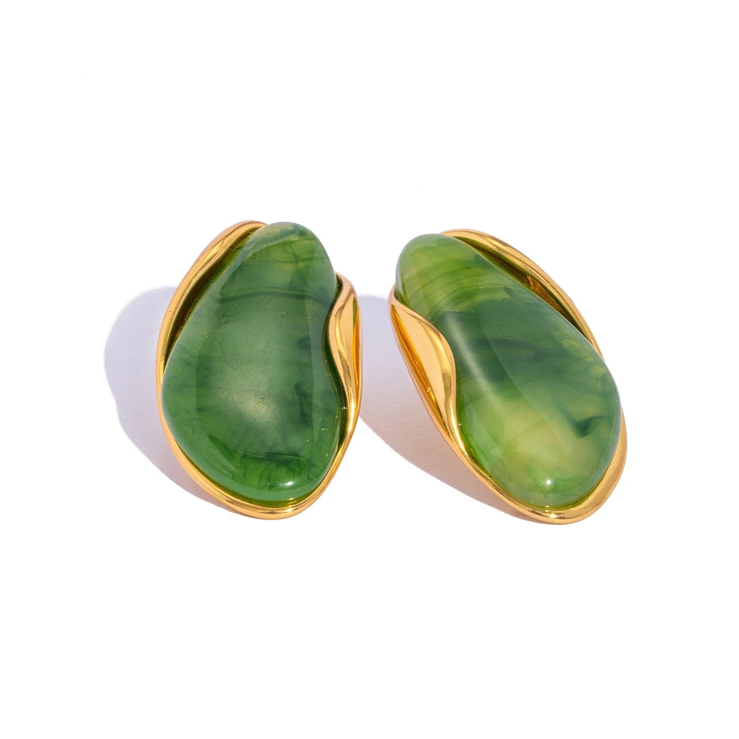Resin Geometric Stud Earrings – Gold Plated
