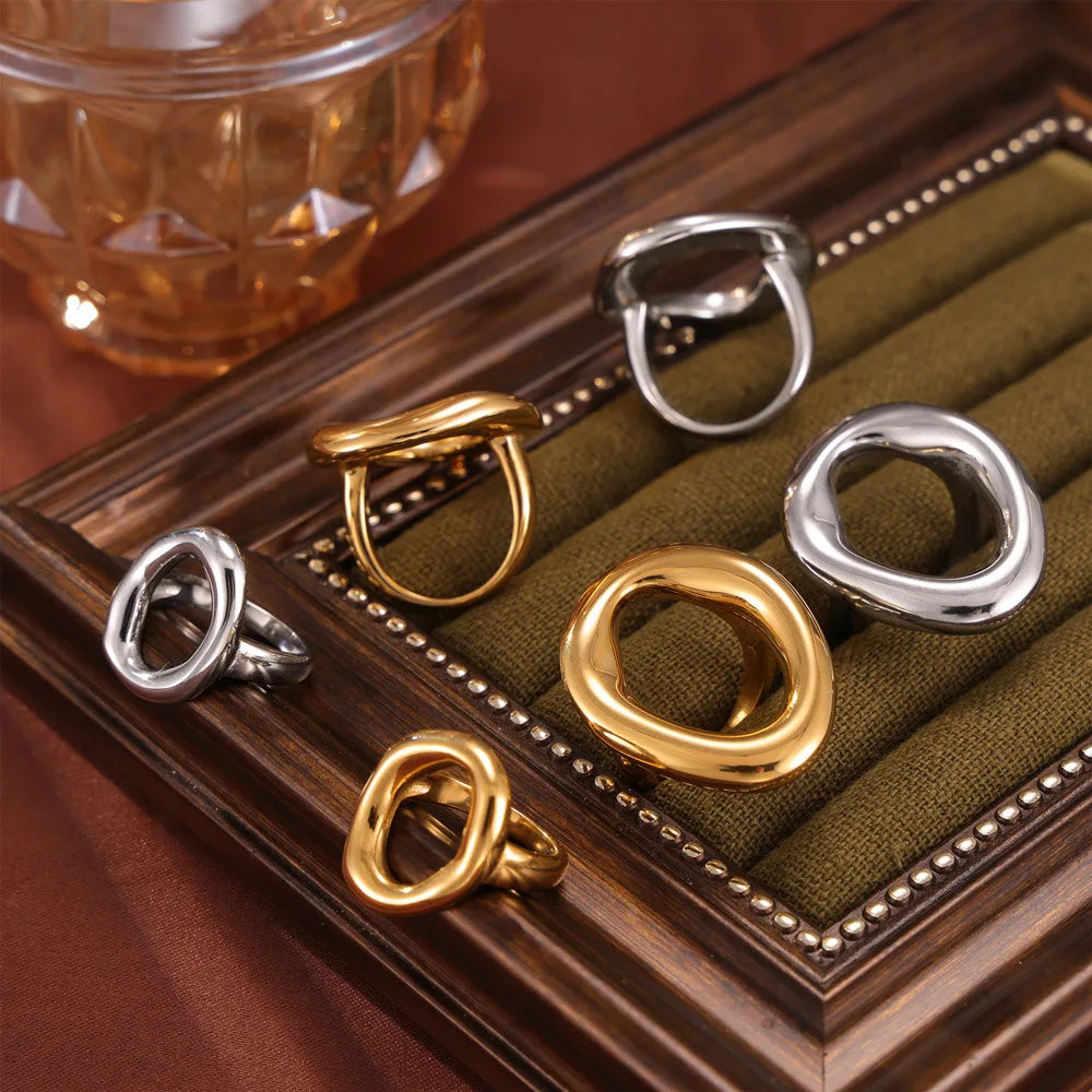 316L Stainless Steel Gold-Plated Big Oval Ring