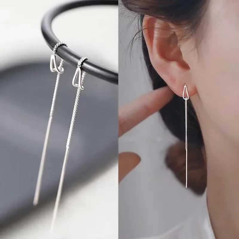 Black Drop Tassel Long Earrings