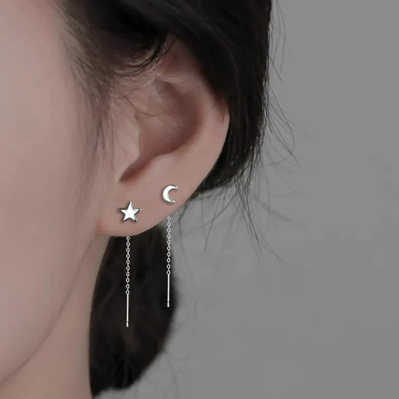 Black Drop Tassel Long Earrings