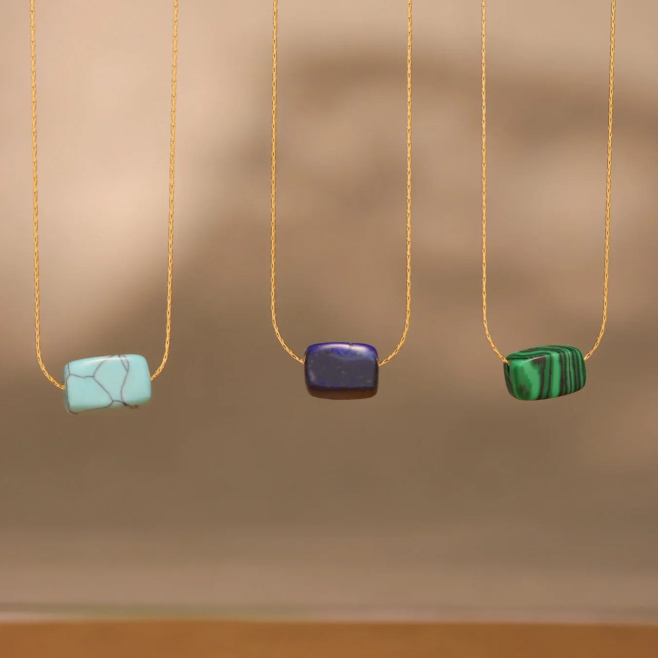 Marka Gold-Plated Turquoise Square Pendant Necklace – Women