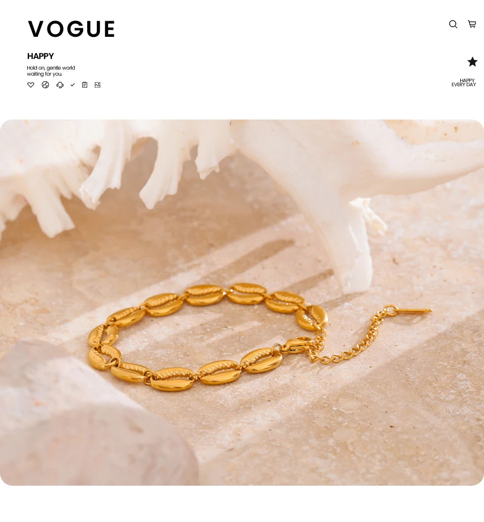Sovict Golden Shell Charm Bracelet