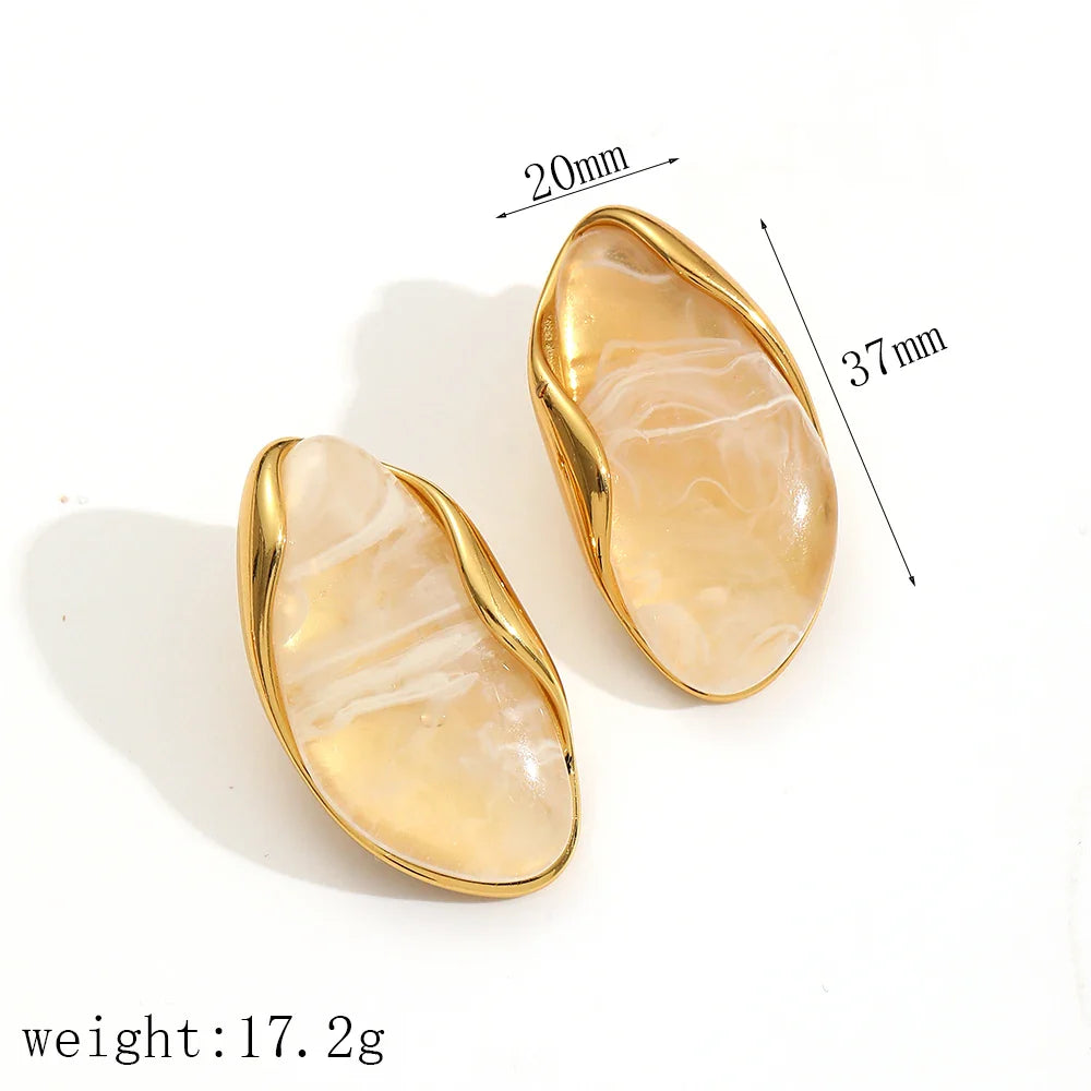 Brown Resin Geometric Shape Earrings