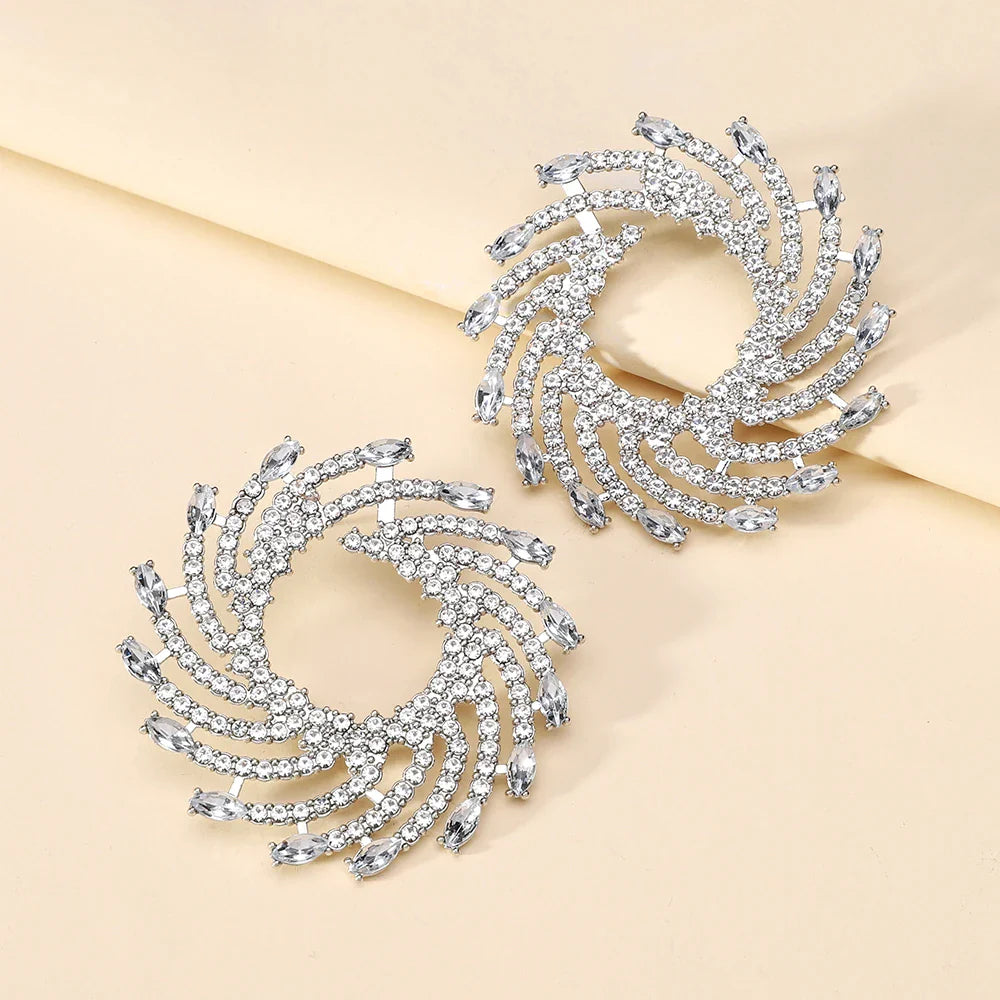 Sunflower Crystal Statement Stud Earrings