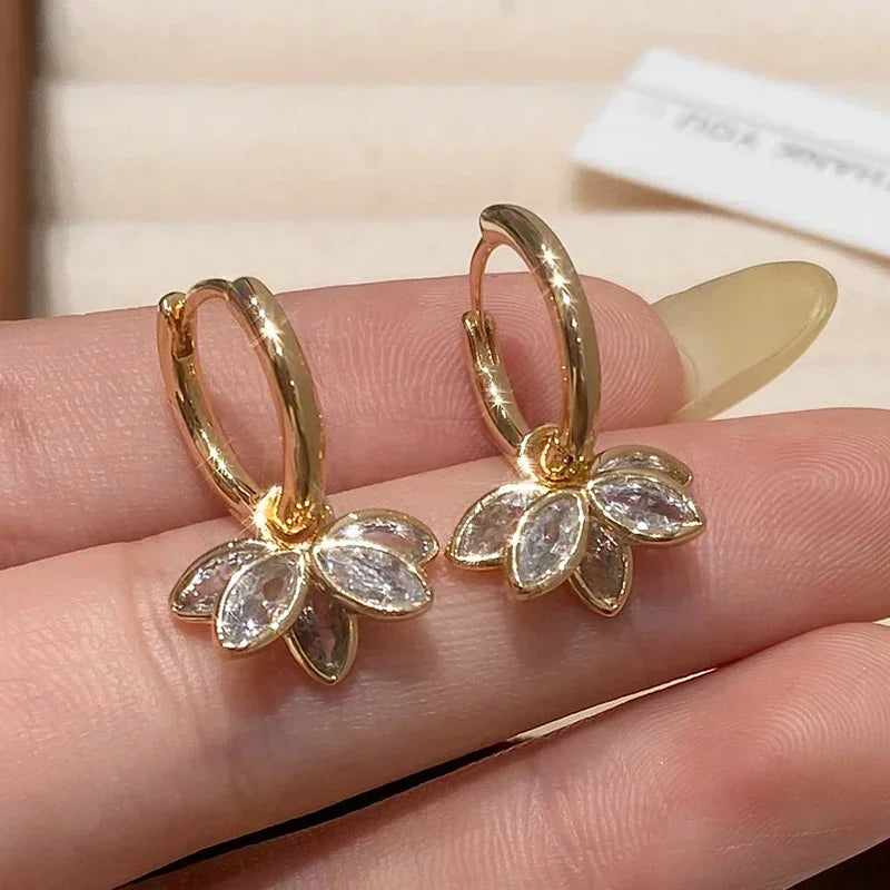 Sovict Lotus Zircon Hoop Earrings