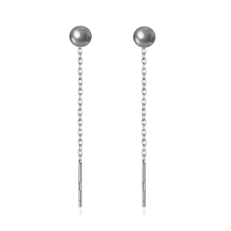 Black Drop Tassel Long Earrings