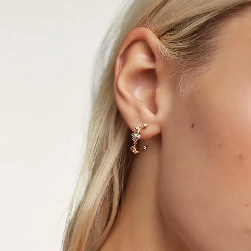 Sovict Silver Zircon Geo Studs