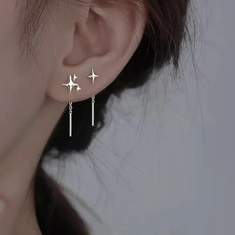 Black Drop Tassel Long Earrings