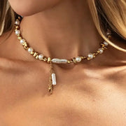 Ingemark Boho Heart Pearl Pendant Choker Necklace – Adjustable Elegant Jewelry