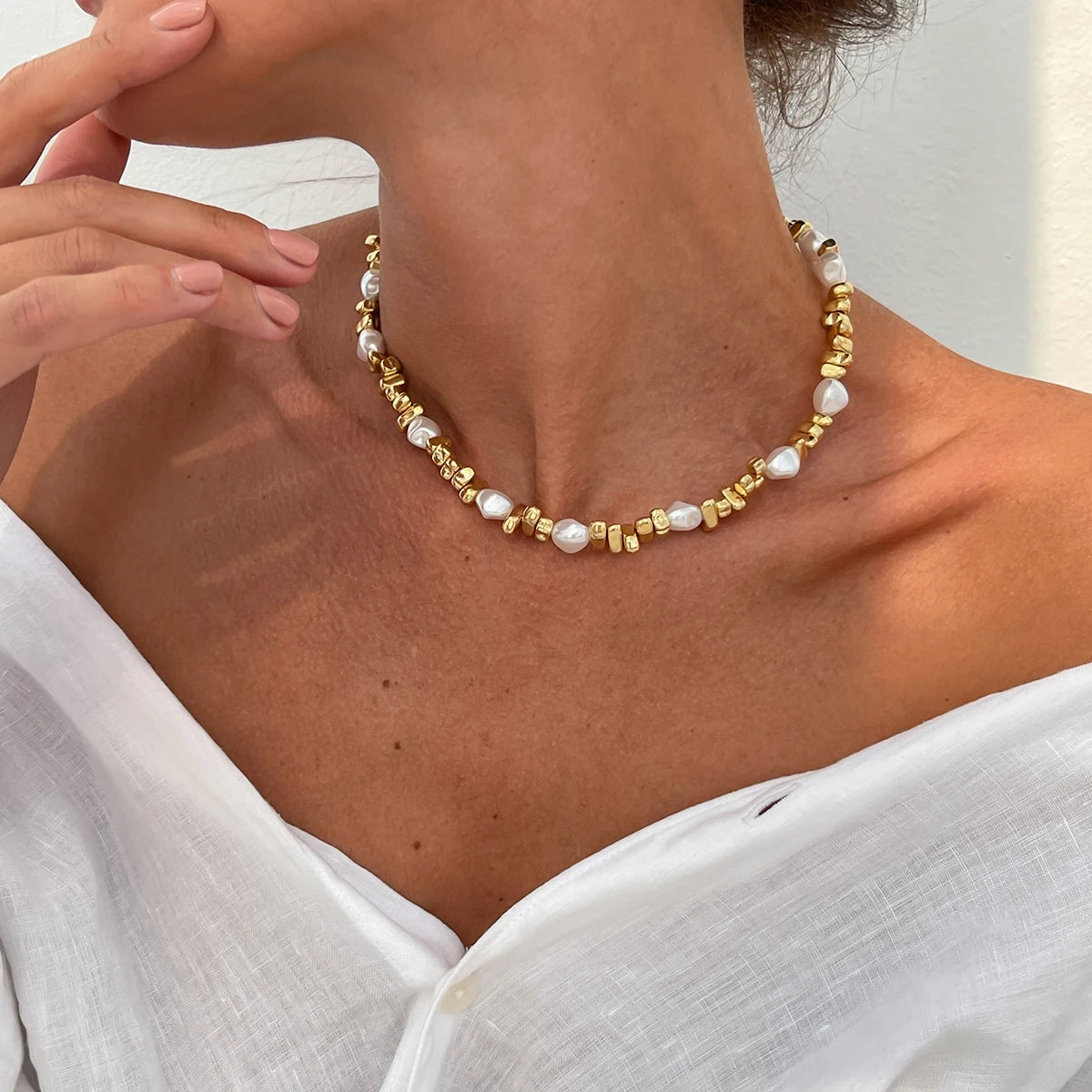 Sovict Retro Pearl Bead Choker