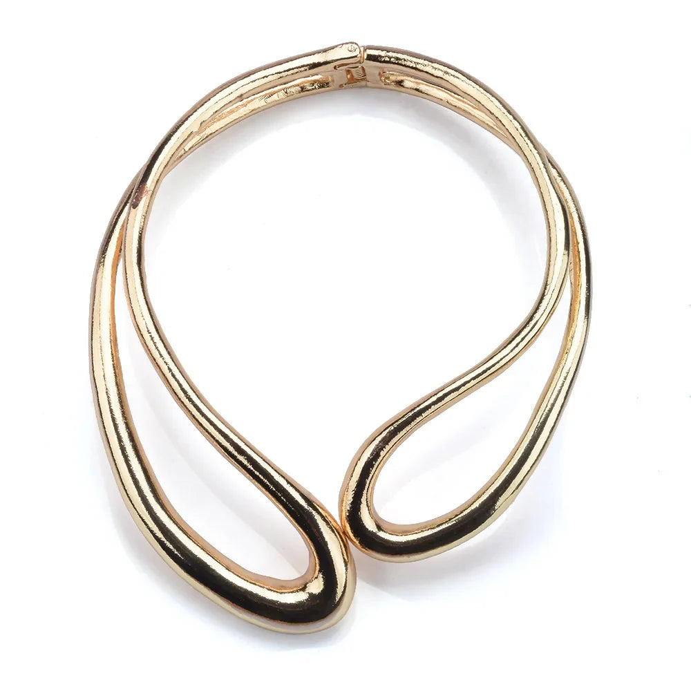 Golden Open Choker Necklace – Asymmetric Hip Hop Punk