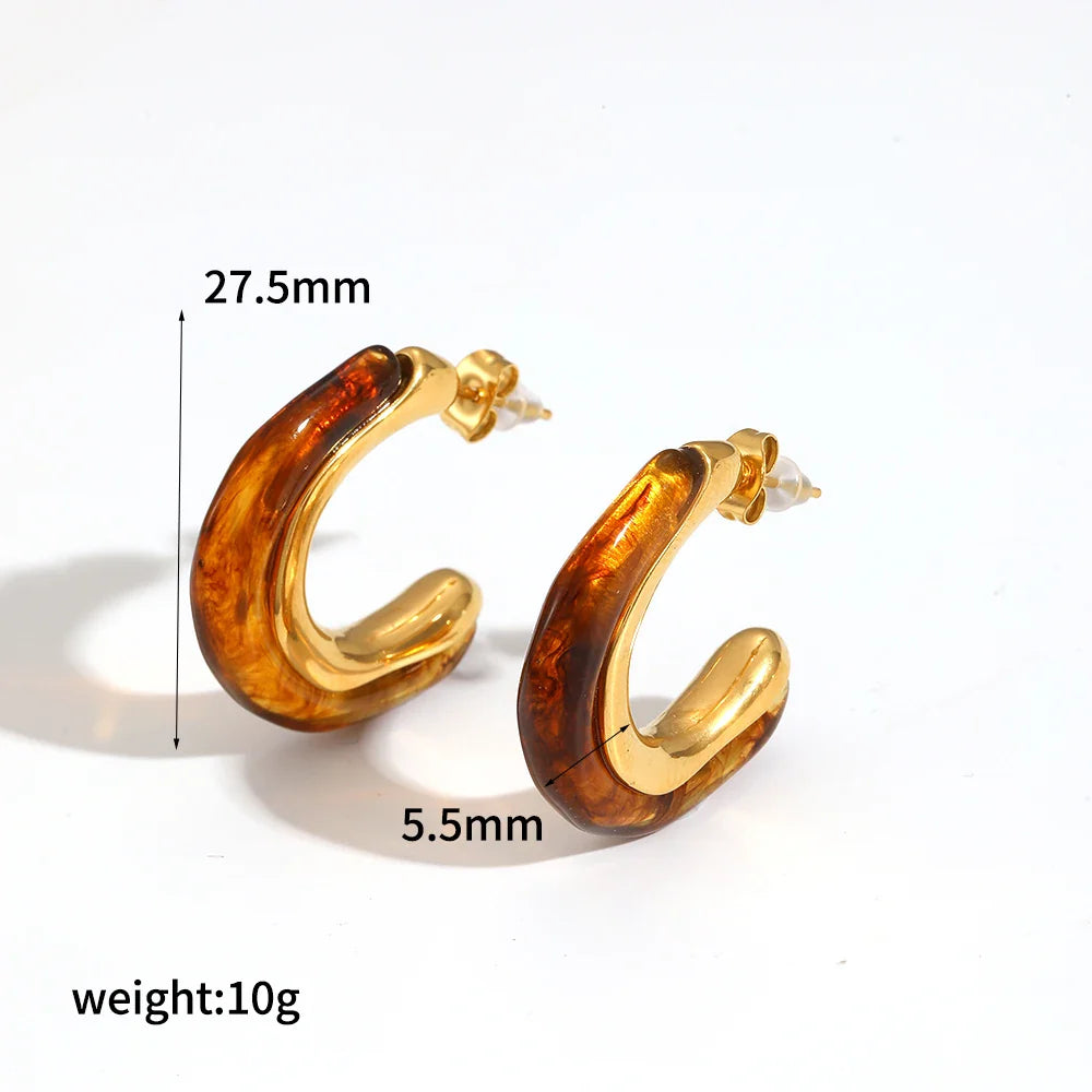 Brown Resin Geometric Shape Earrings