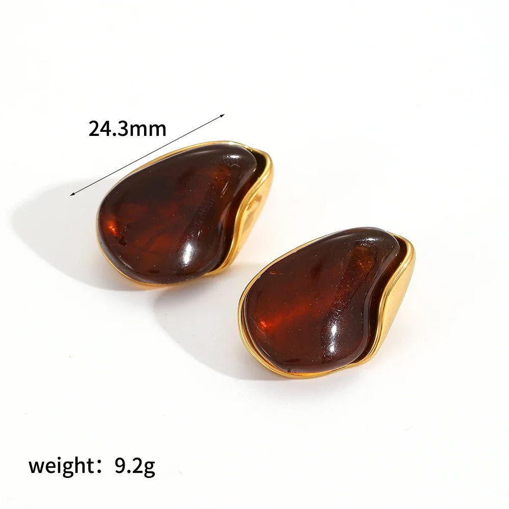 Brown Resin Geometric Shape Earrings
