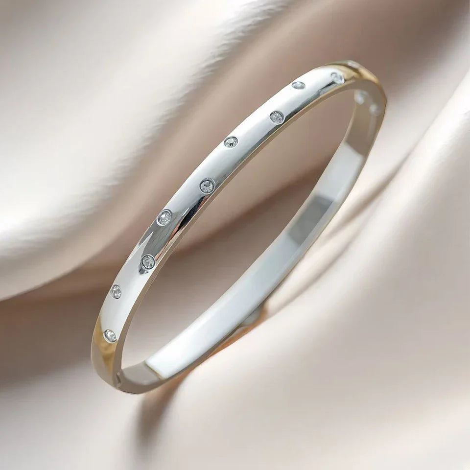 ZAKOL Stainless Steel Round Zircon Inlaid Bracelet
