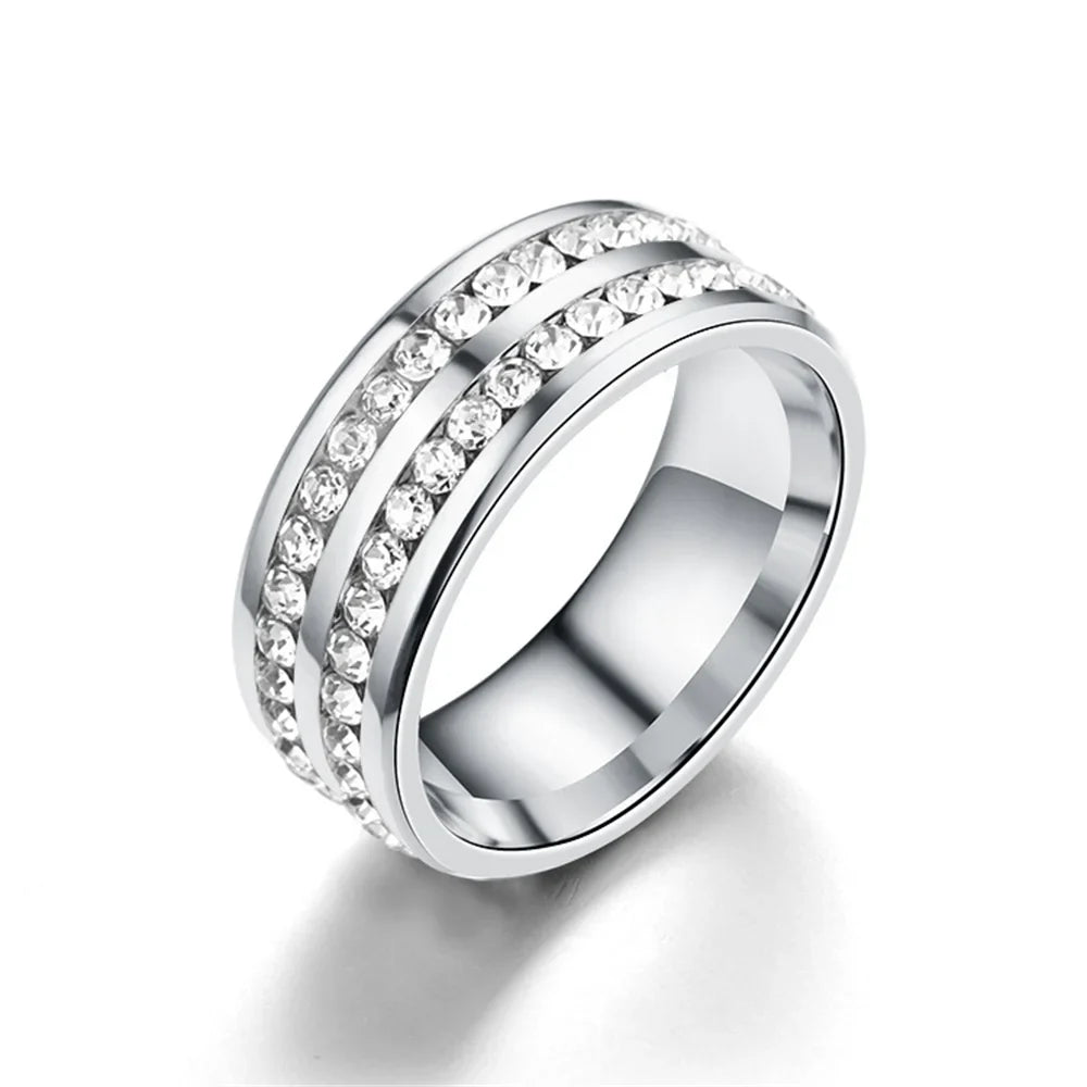 Hip Hop Iced Out Bling Arc Circle Ring – Gold & Silver Color Stainless Steel