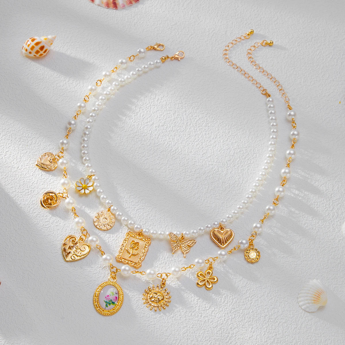 Sovict Butterfly Pearl Necklace Duo