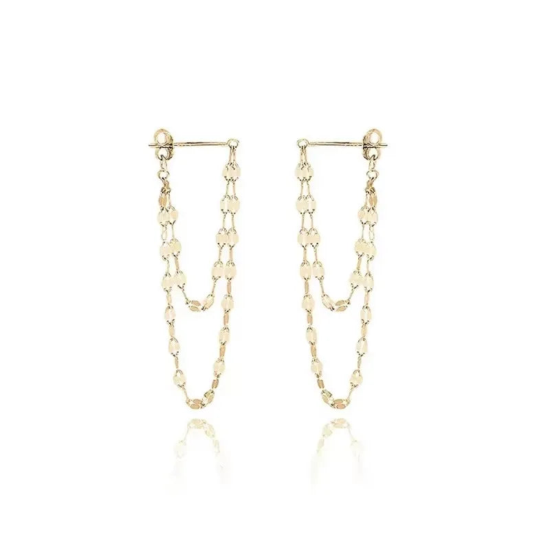 Black Drop Tassel Long Earrings