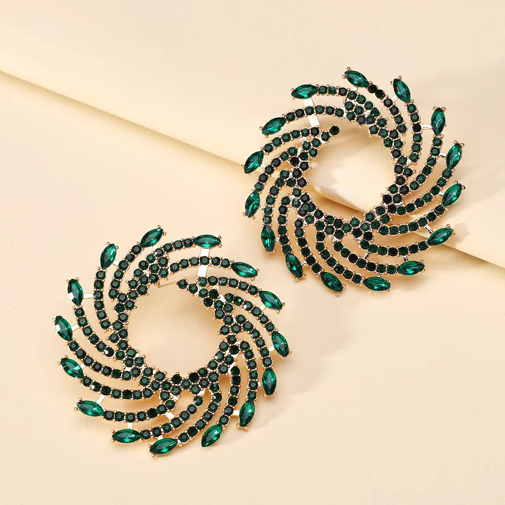 Sunflower Crystal Statement Stud Earrings
