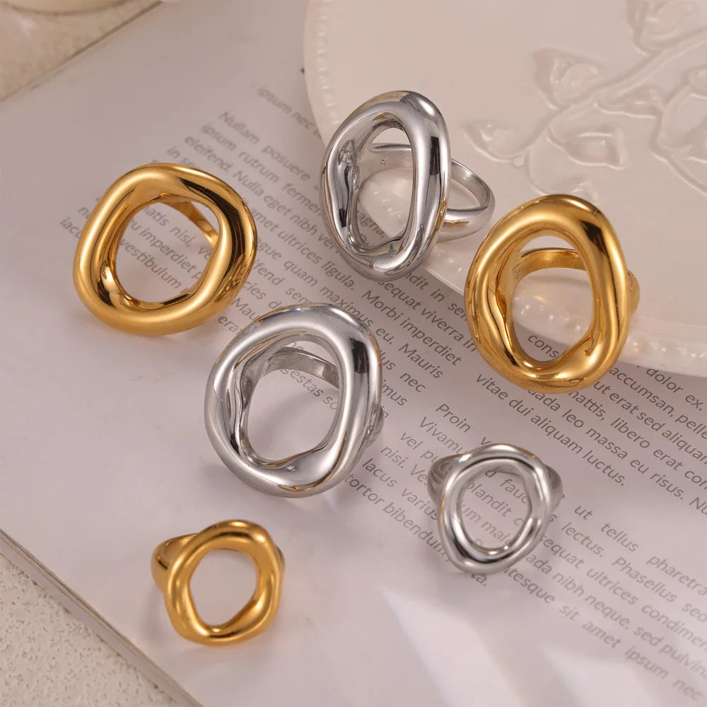 316L Stainless Steel Gold-Plated Big Oval Ring