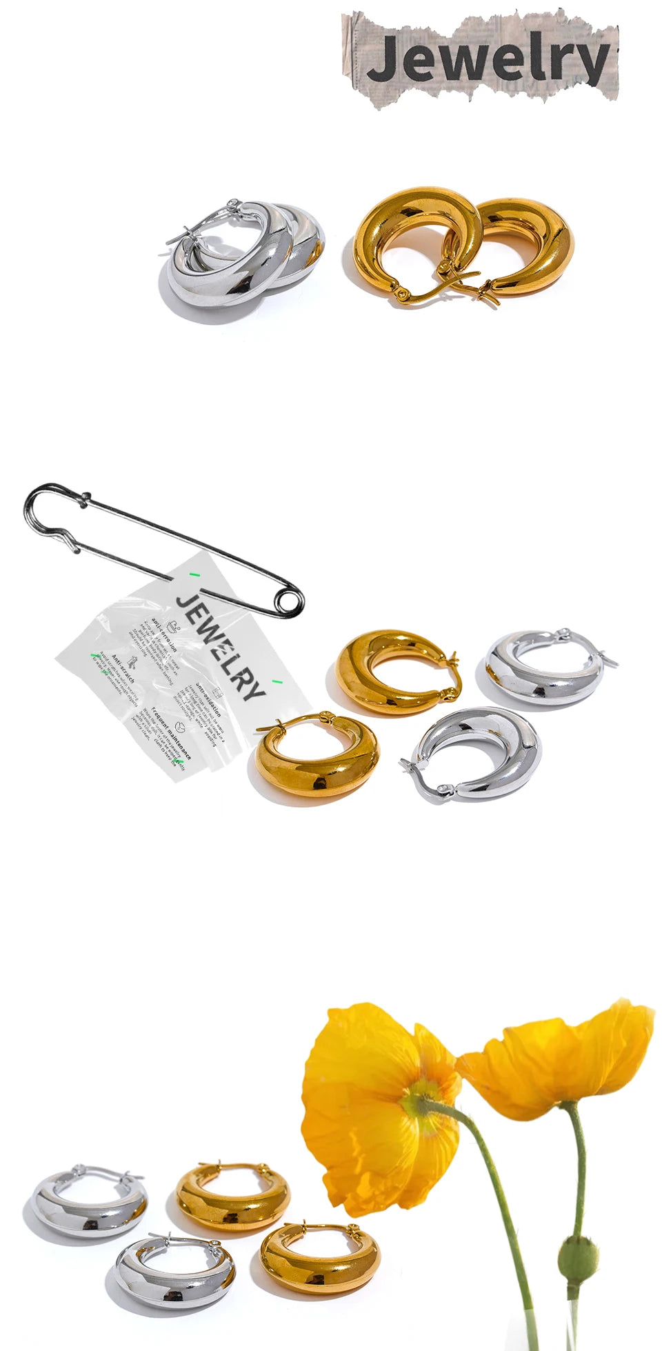 Sovict Textured Geo Hoop Earrings
