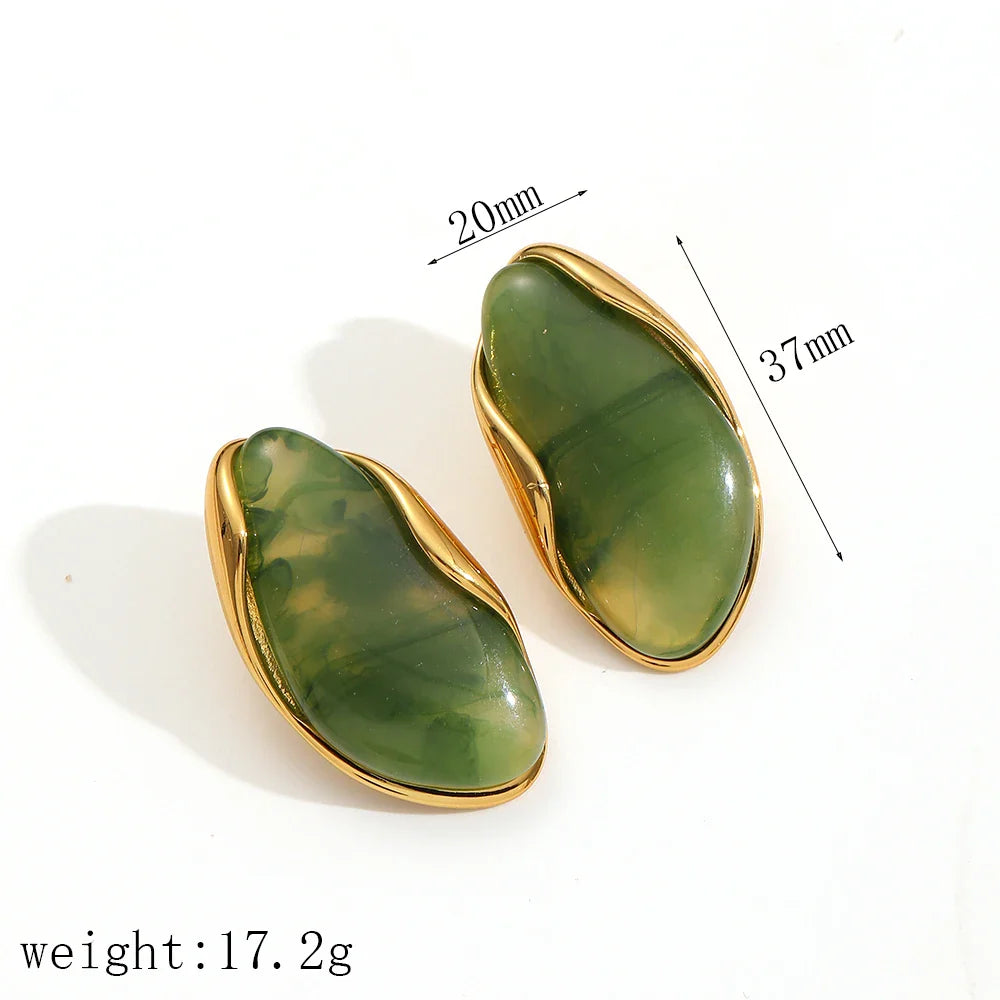 Brown Resin Geometric Shape Earrings