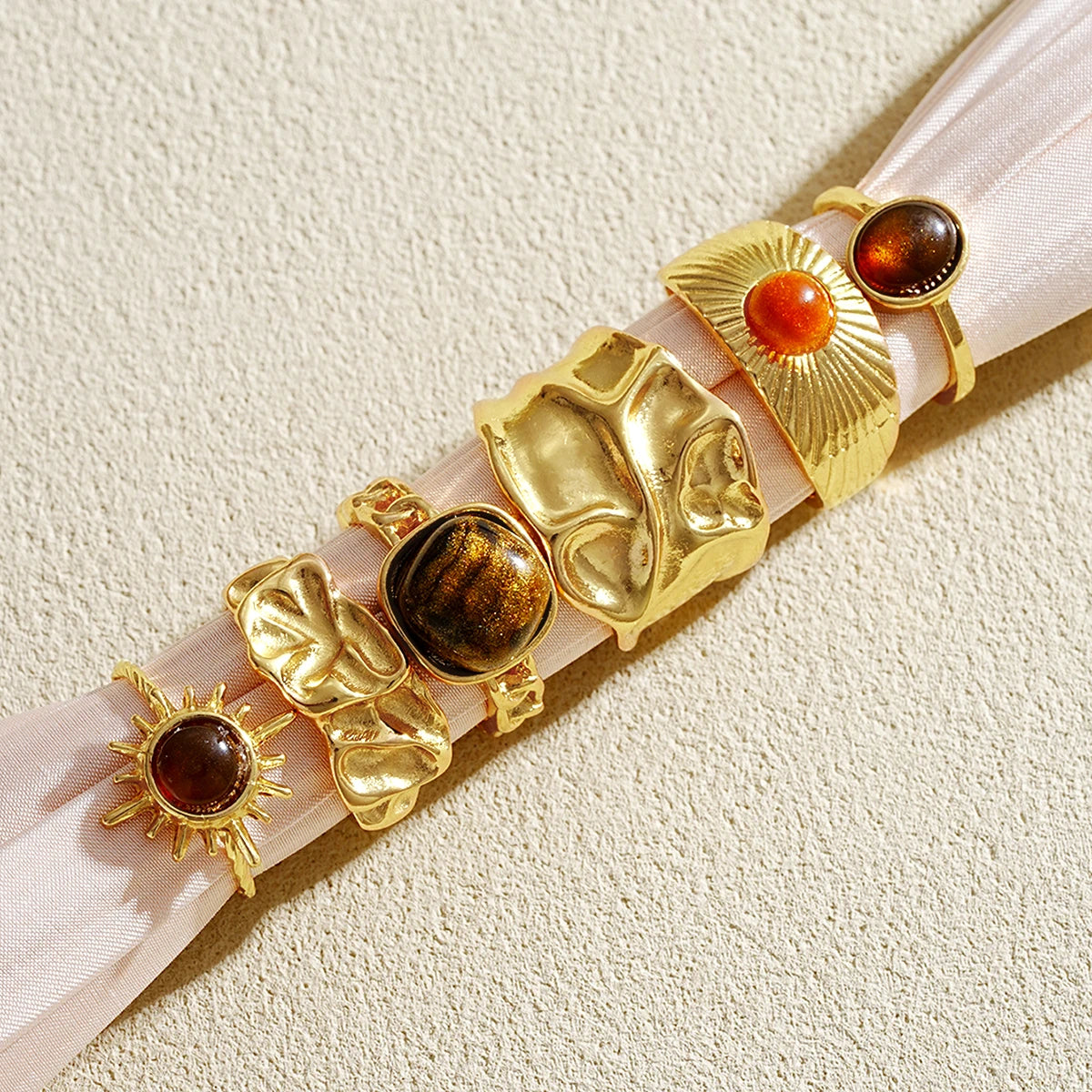 Sovict Sunstone Vintage Ring Set