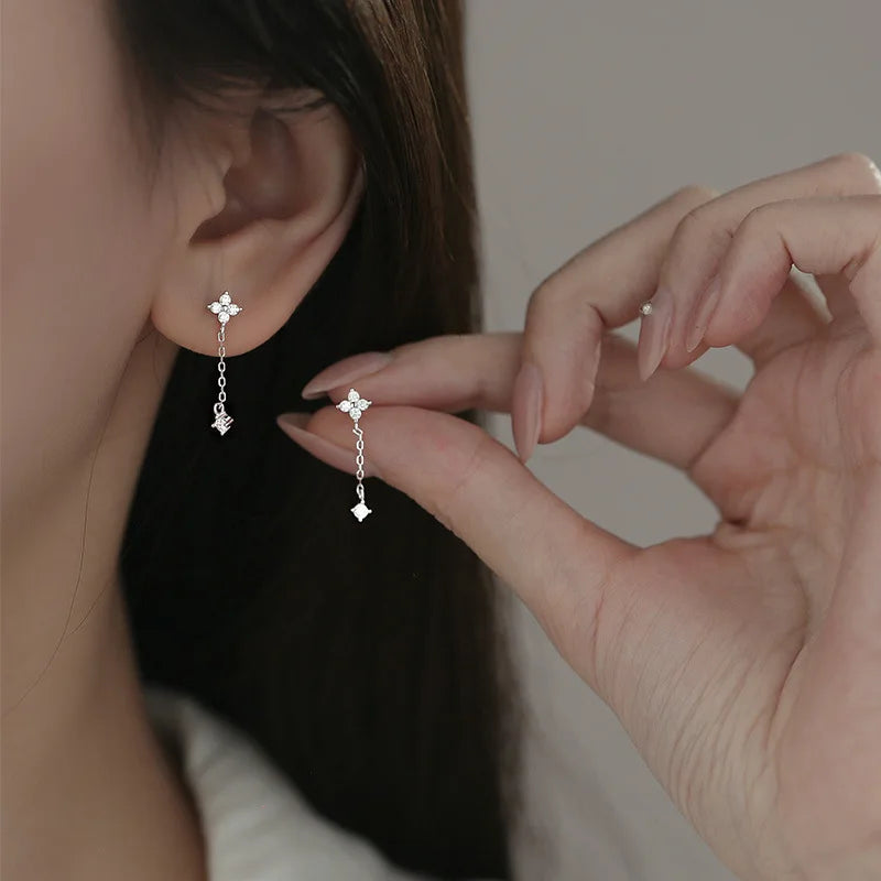 Black Drop Tassel Long Earrings