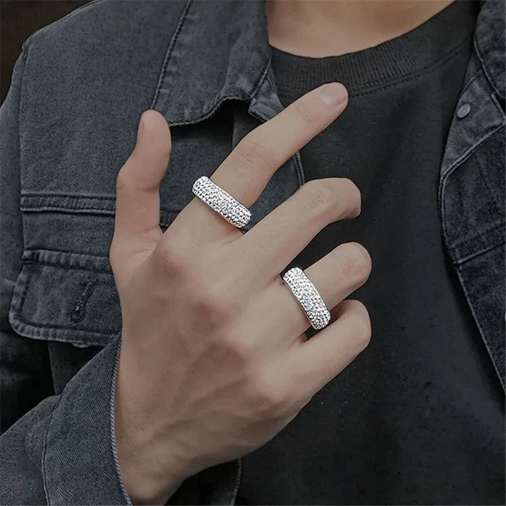 Hip Hop Iced Out Bling Arc Circle Ring – Gold & Silver Color Stainless Steel