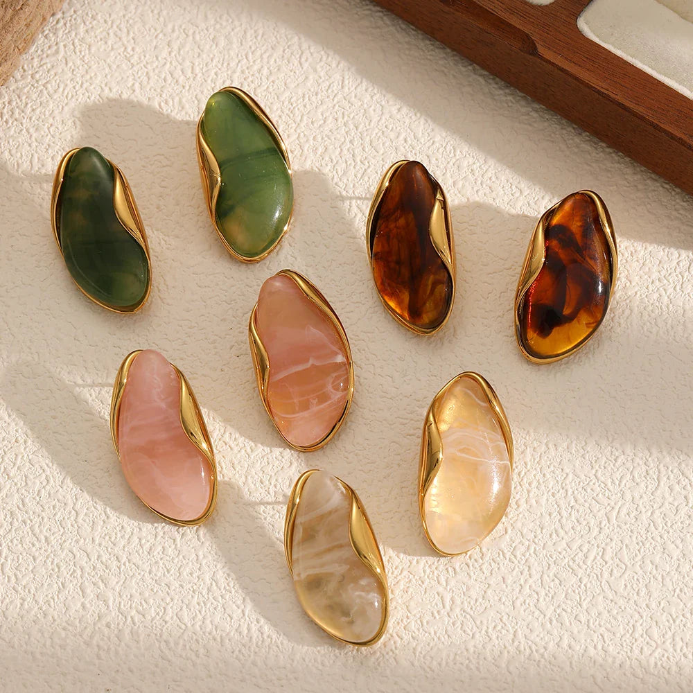 Brown Resin Geometric Shape Earrings