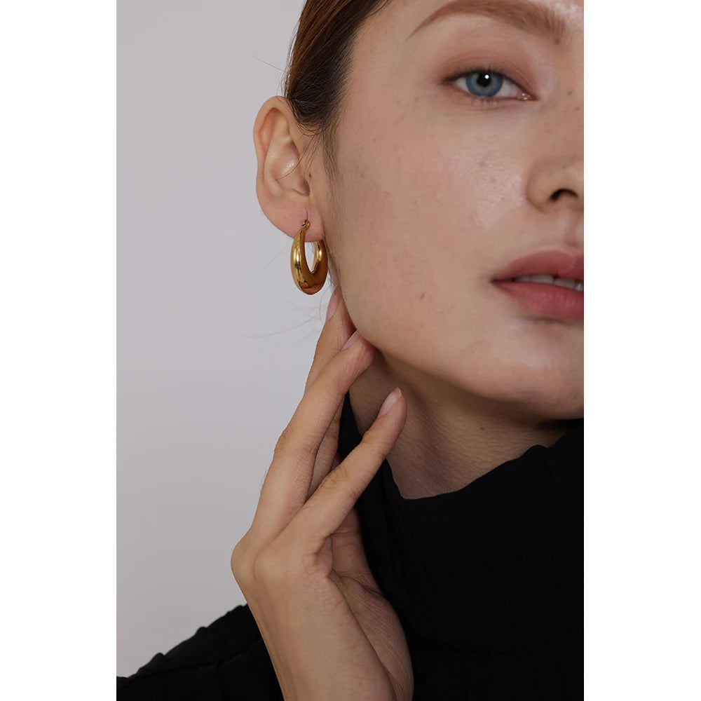 Sovict Textured Geo Hoop Earrings