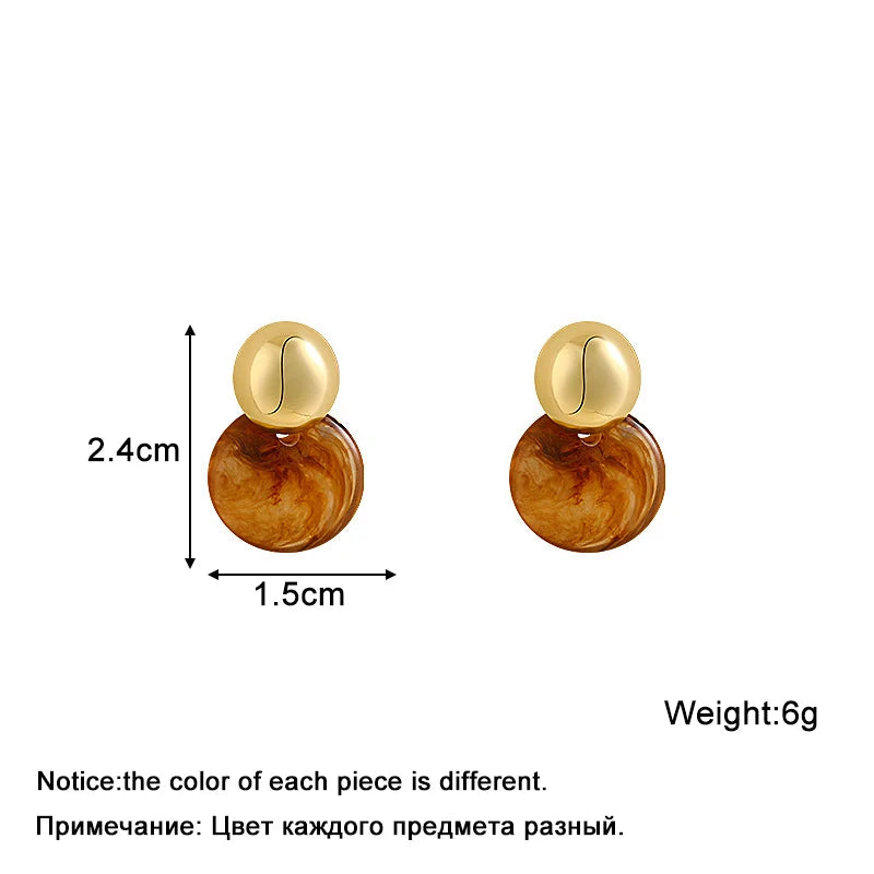 Random Stripe Gold Metal Top Drop Earrings