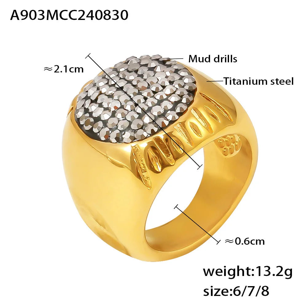 Liora Turquoise & CZ Band – 18K Gold Plated 316L Stainless Steel Ring for Women
